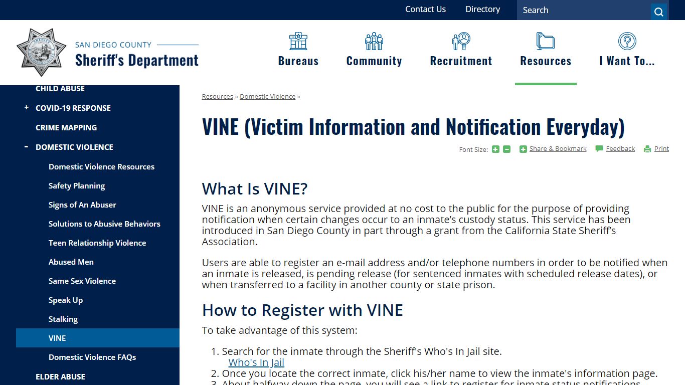 VINE (Victim Information and Notification Everyday) | San Diego County ...